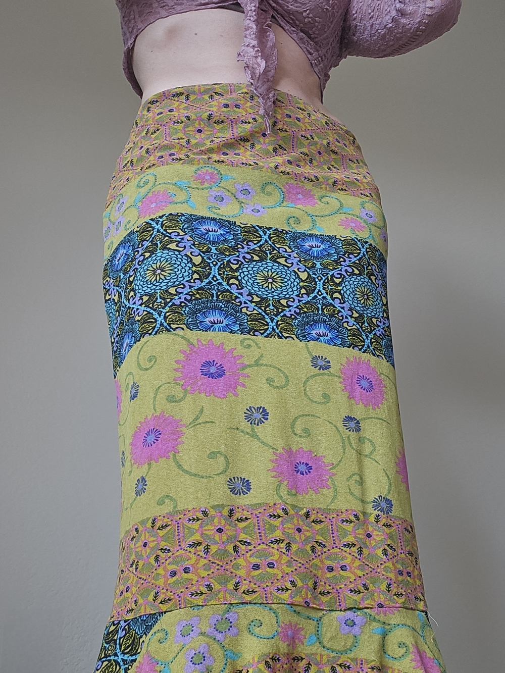 Vintage Tessuto Colorful 90s Y2k Floral Print Skirt - Picture 2 of 5